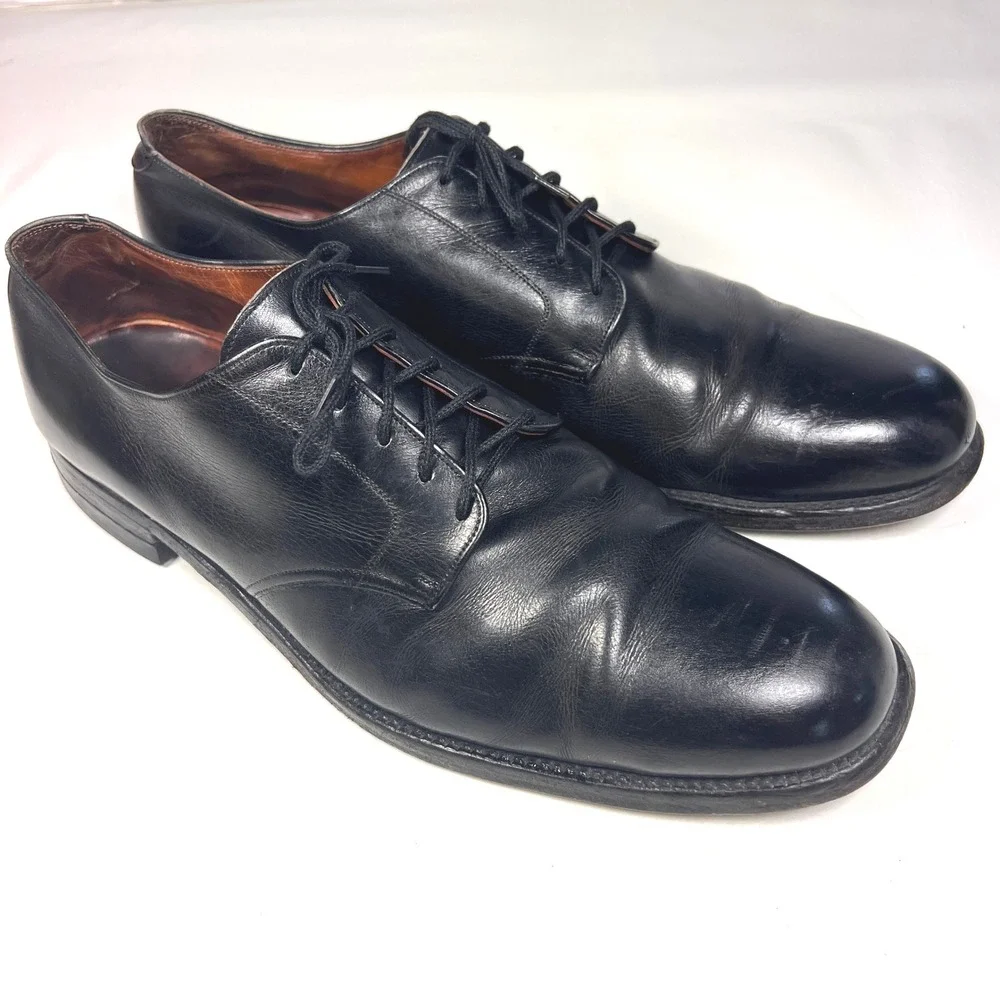 Stetson Old Masters Derby Shoes Mens 13 B Black Leather Plain Toe Vtg Heritage - Picture 8 of 16